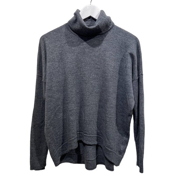 Alex Marie Wmn's Sz XL 100% Wool Light Weight Turtle-Neck High/Low Hem Gray - Picture 1 of 9